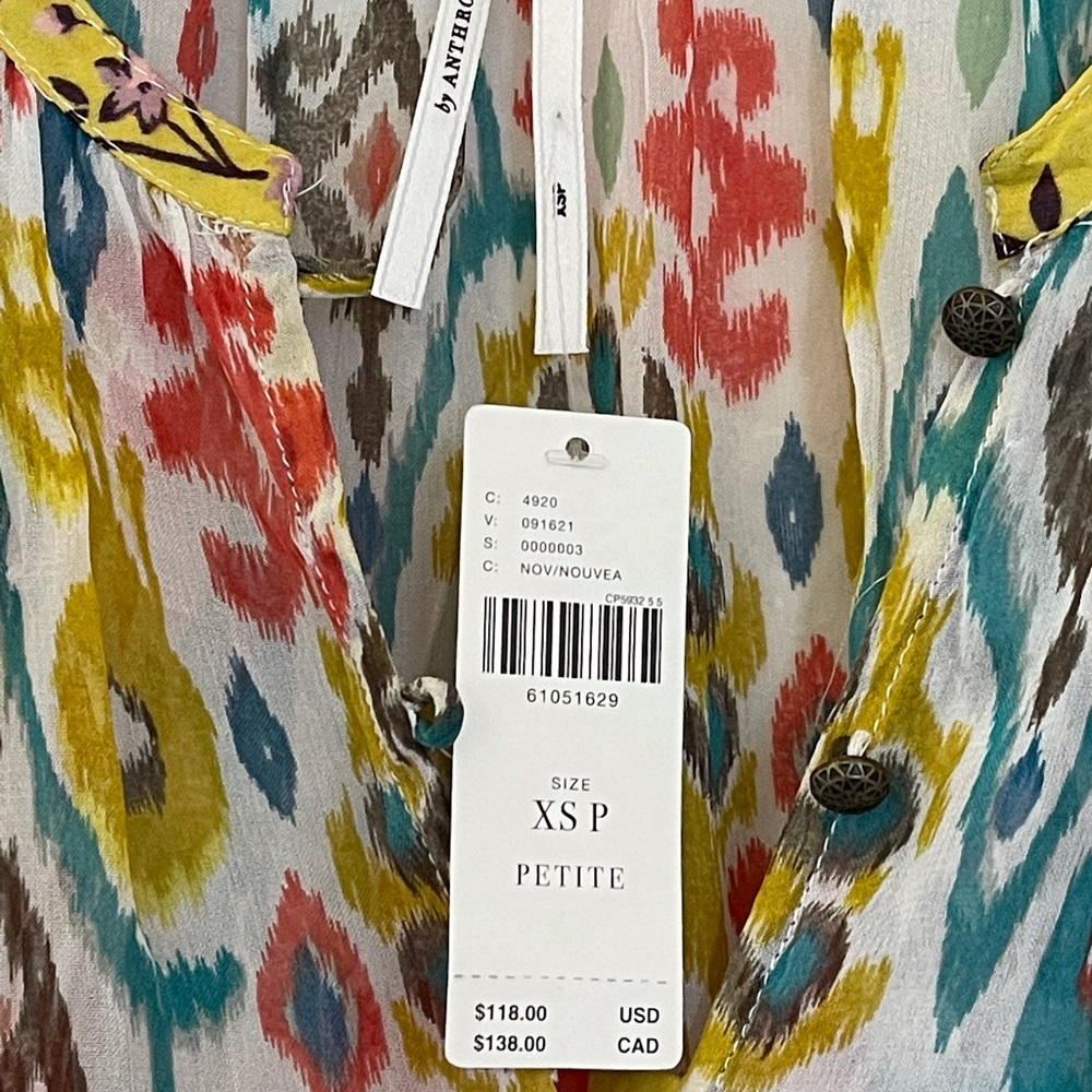 Anthropologie Maureen Babydoll Tunic Blouse NWT